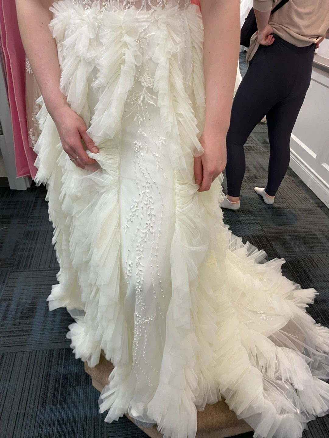 White Wedding Dress with Tulle Ruffles and Beading - photo 4