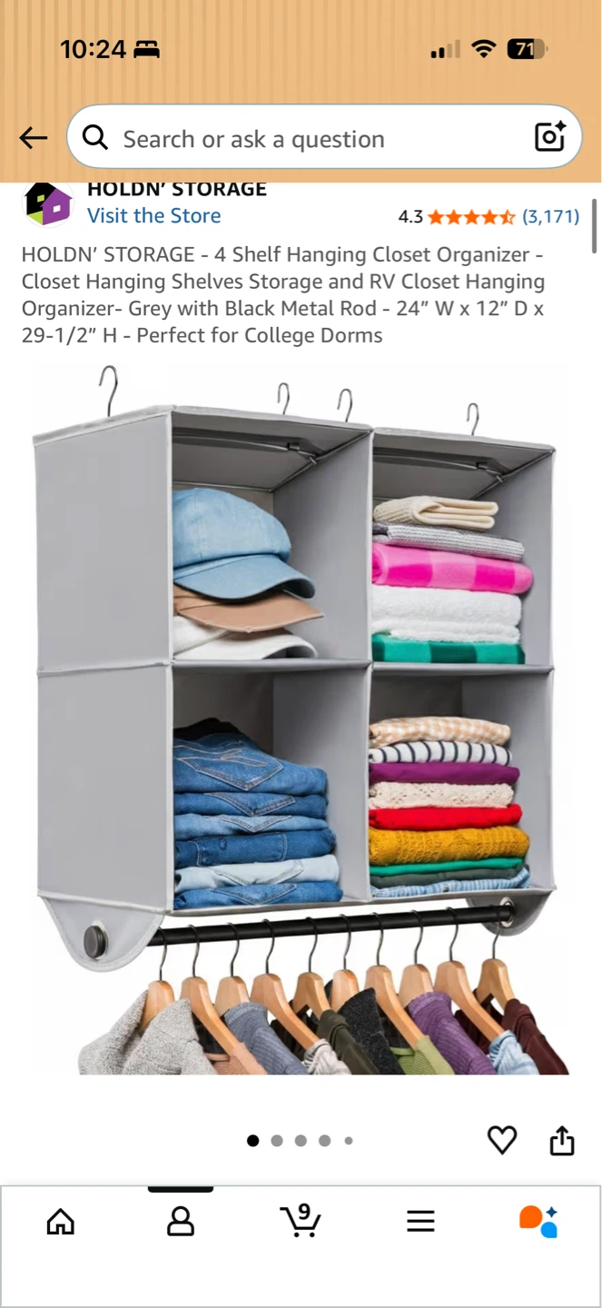 HOLDN' STORAGE 4-Shelf Hanging Closet Organizer - Grey
