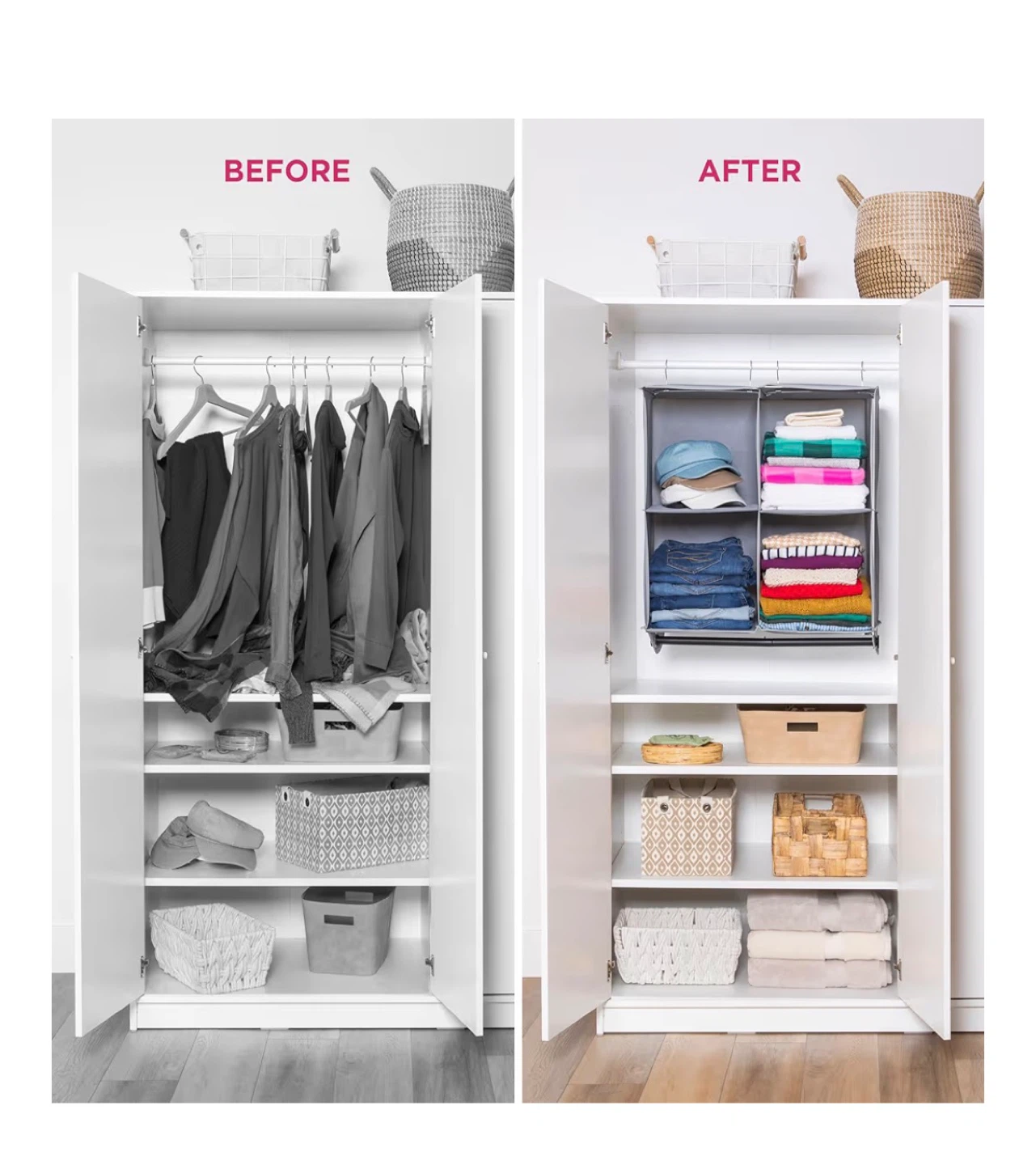 HOLDN' STORAGE 4-Shelf Hanging Closet Organizer - Grey - photo 3
