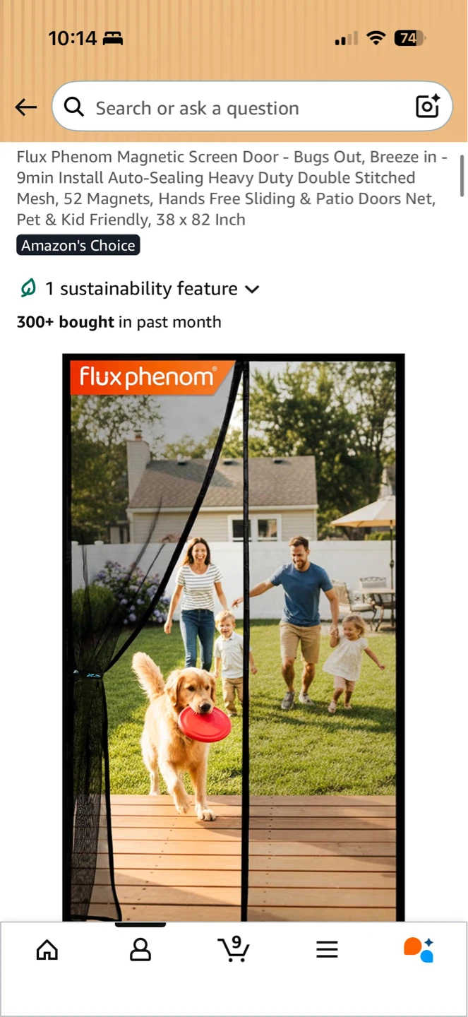 Flux Phenom Magnetic Screen Door 38 x 82 Inch