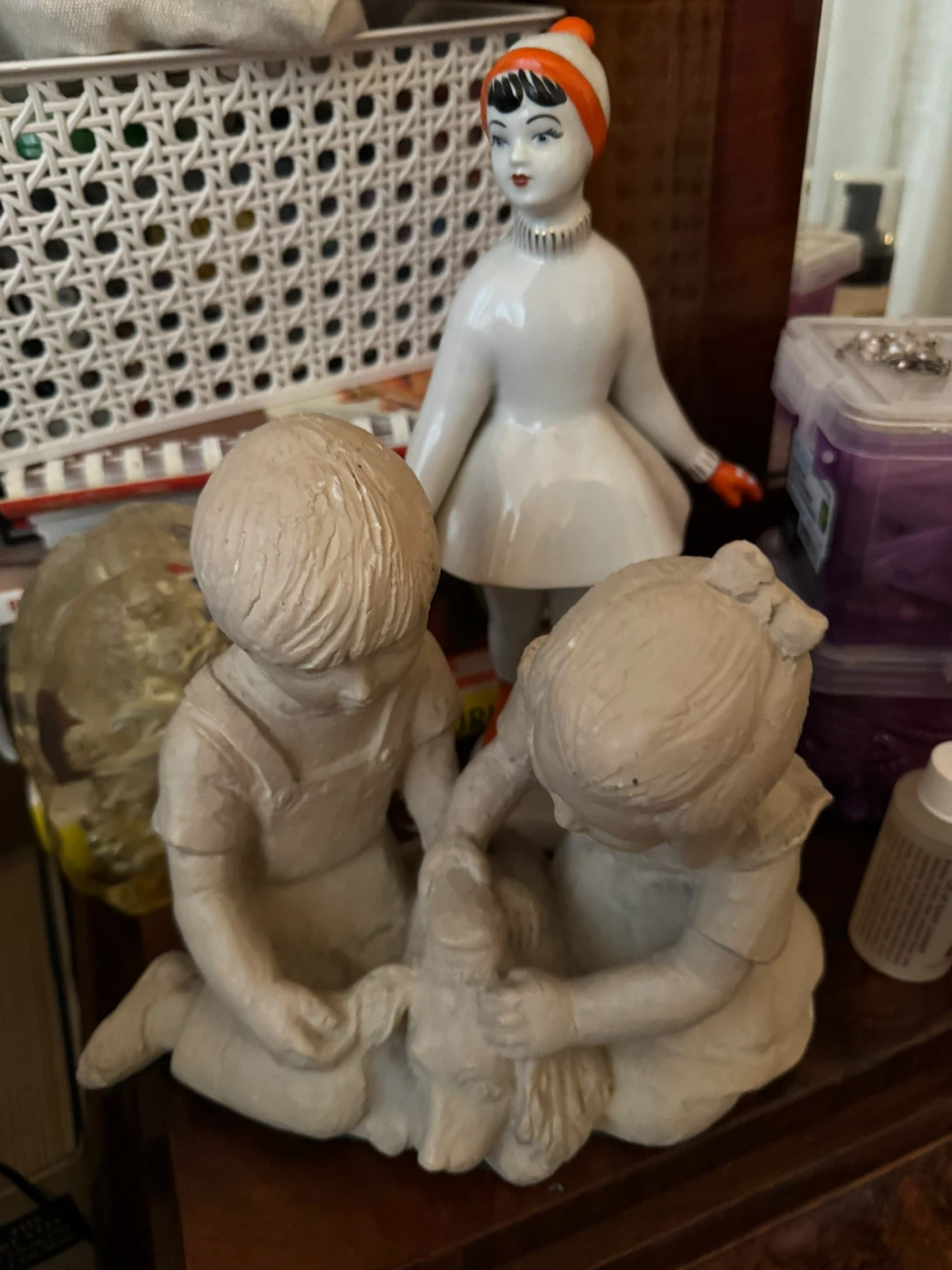 Vintage Ceramic Figurine of Children Playing