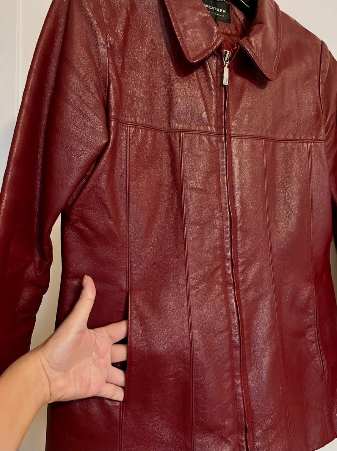 Fairweather Burgundy Genuine Leather Jacket - Red - Size S/P