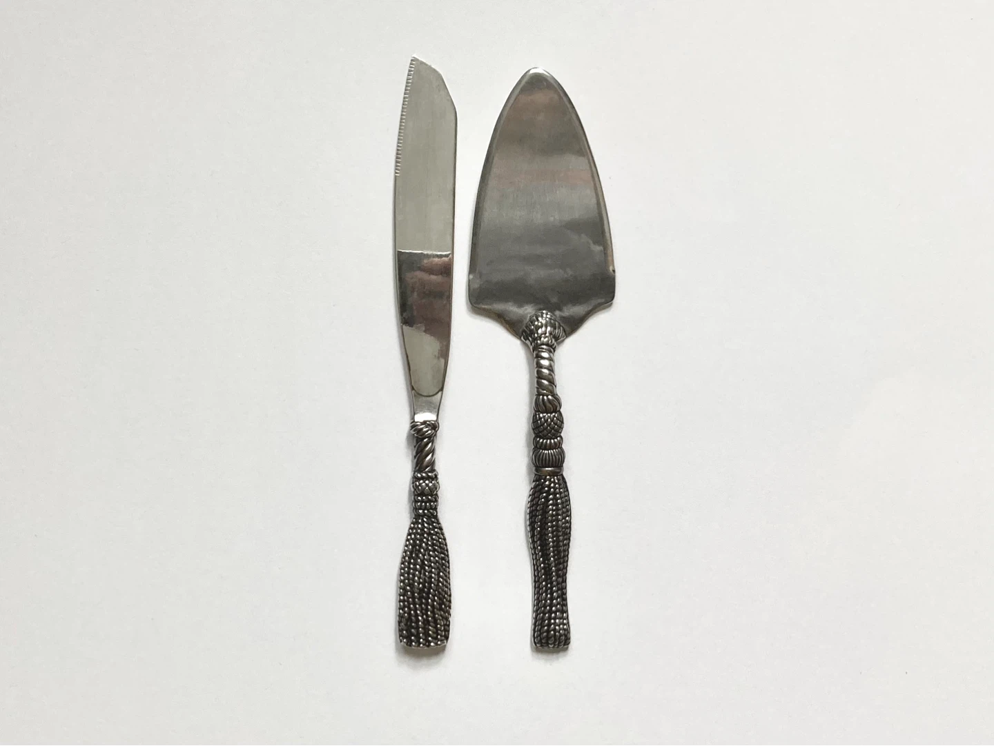 Vintage French Silver Plated Tassel Cake Serving Utensil Set