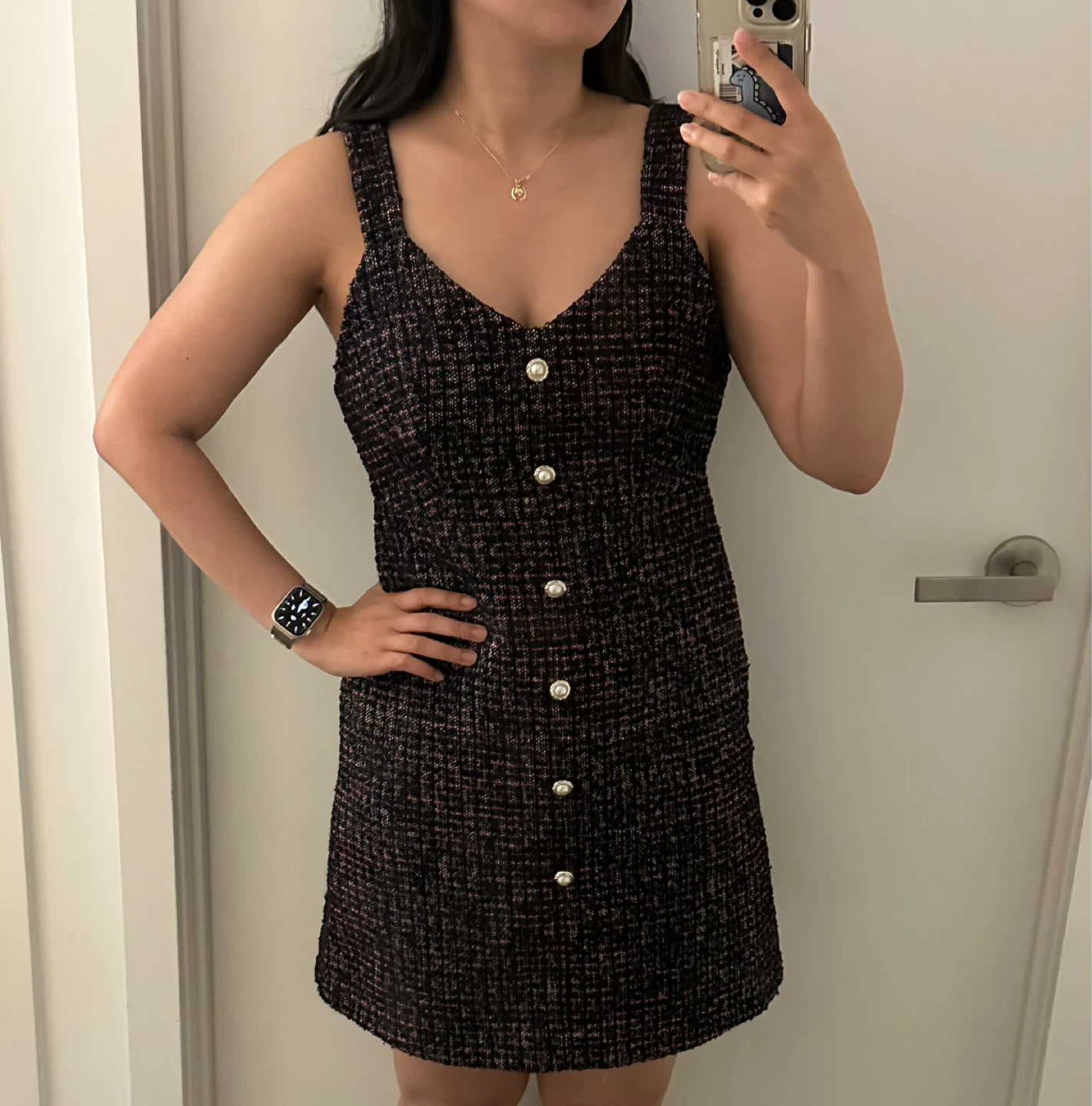 🇰🇷MIXXO Tweed Button-Front Dress