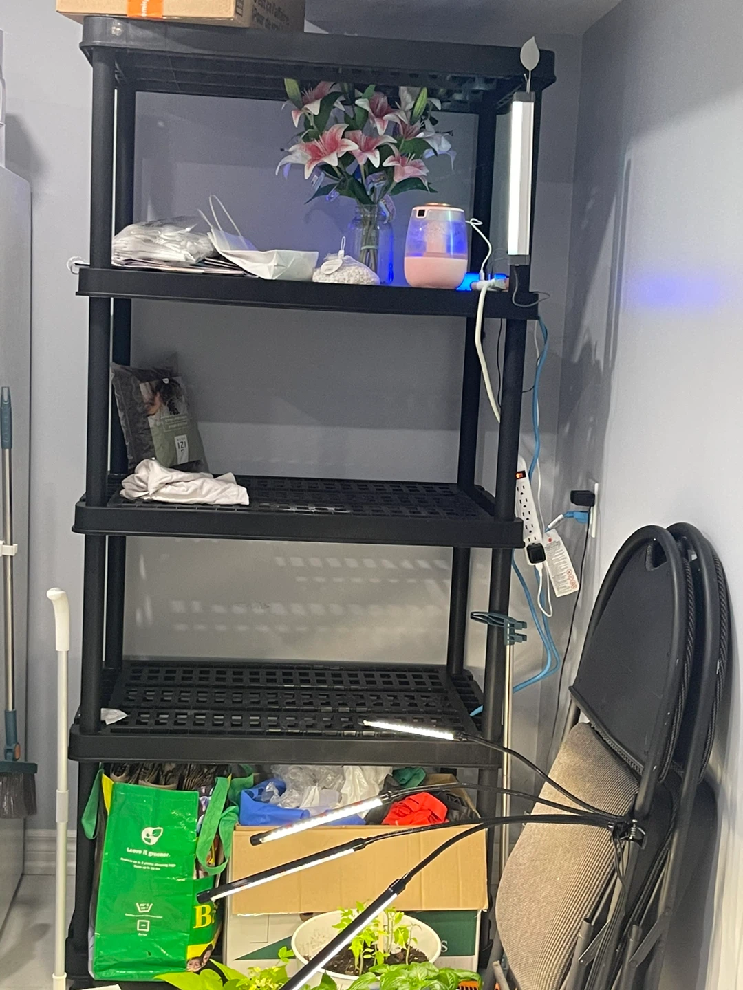 Black 5-Tier Plastic Shelving Unit