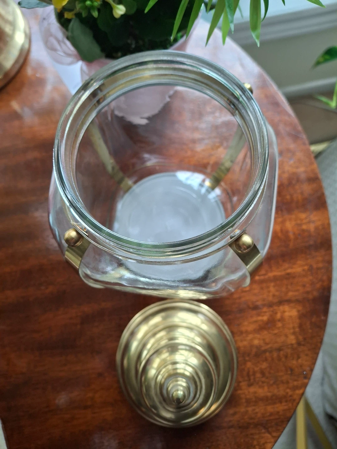 Vintage glass jar with brass accents - photo 3