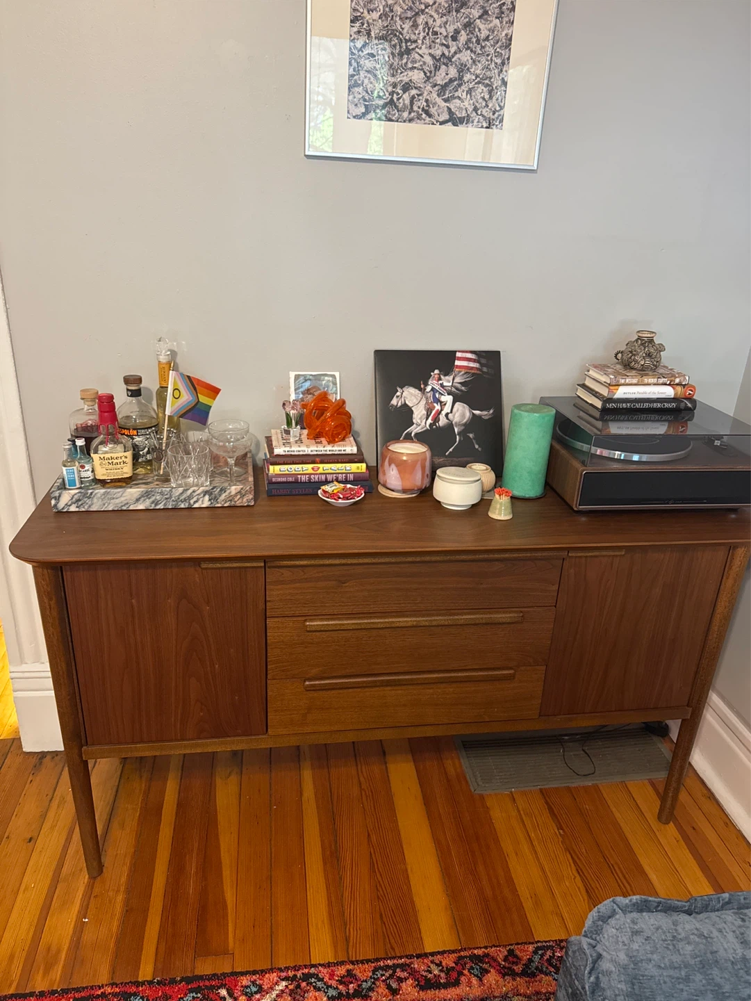 Crate and Barrel Tate 62" Walnut Midcentury Credenza