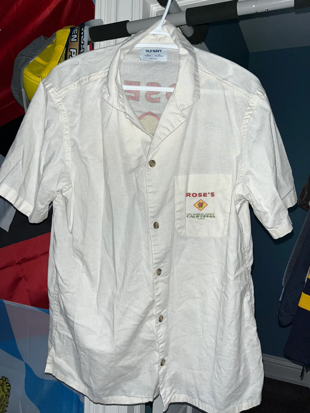 Old Navy Linen Blend Short Sleeve Button Up Shirt Size Medium