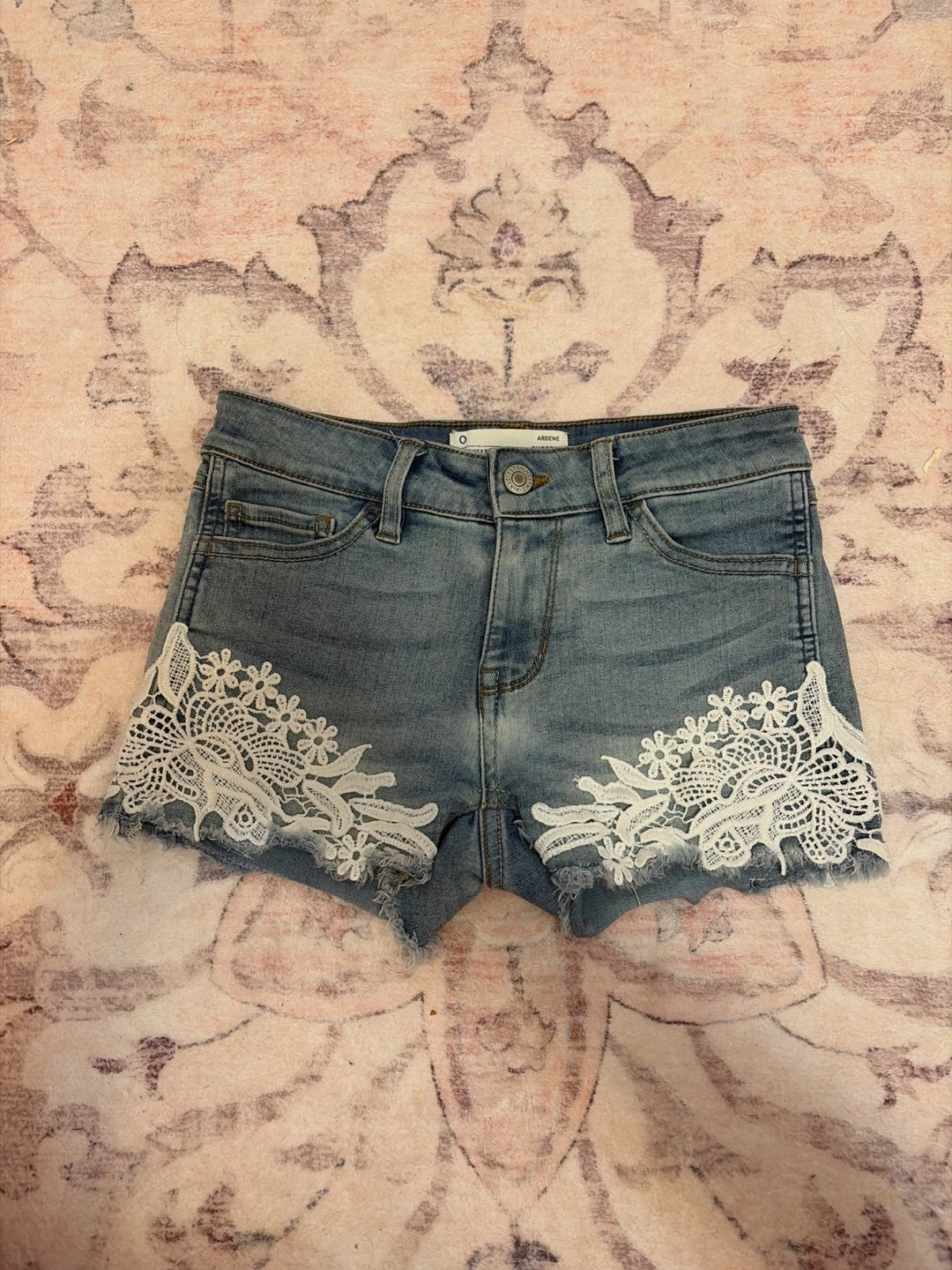 Ardene Y2K Lace Denim Shorts - Size 0