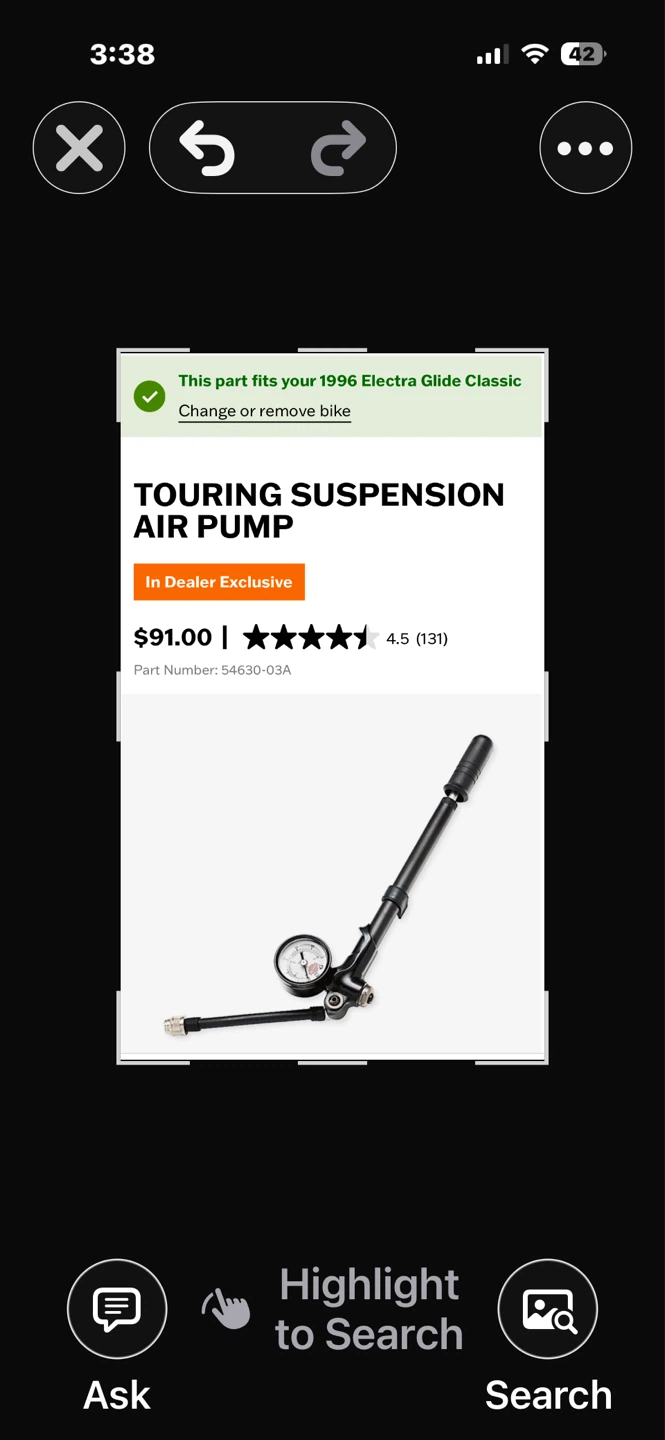 Harley-Davidson Touring Suspension Air Pump