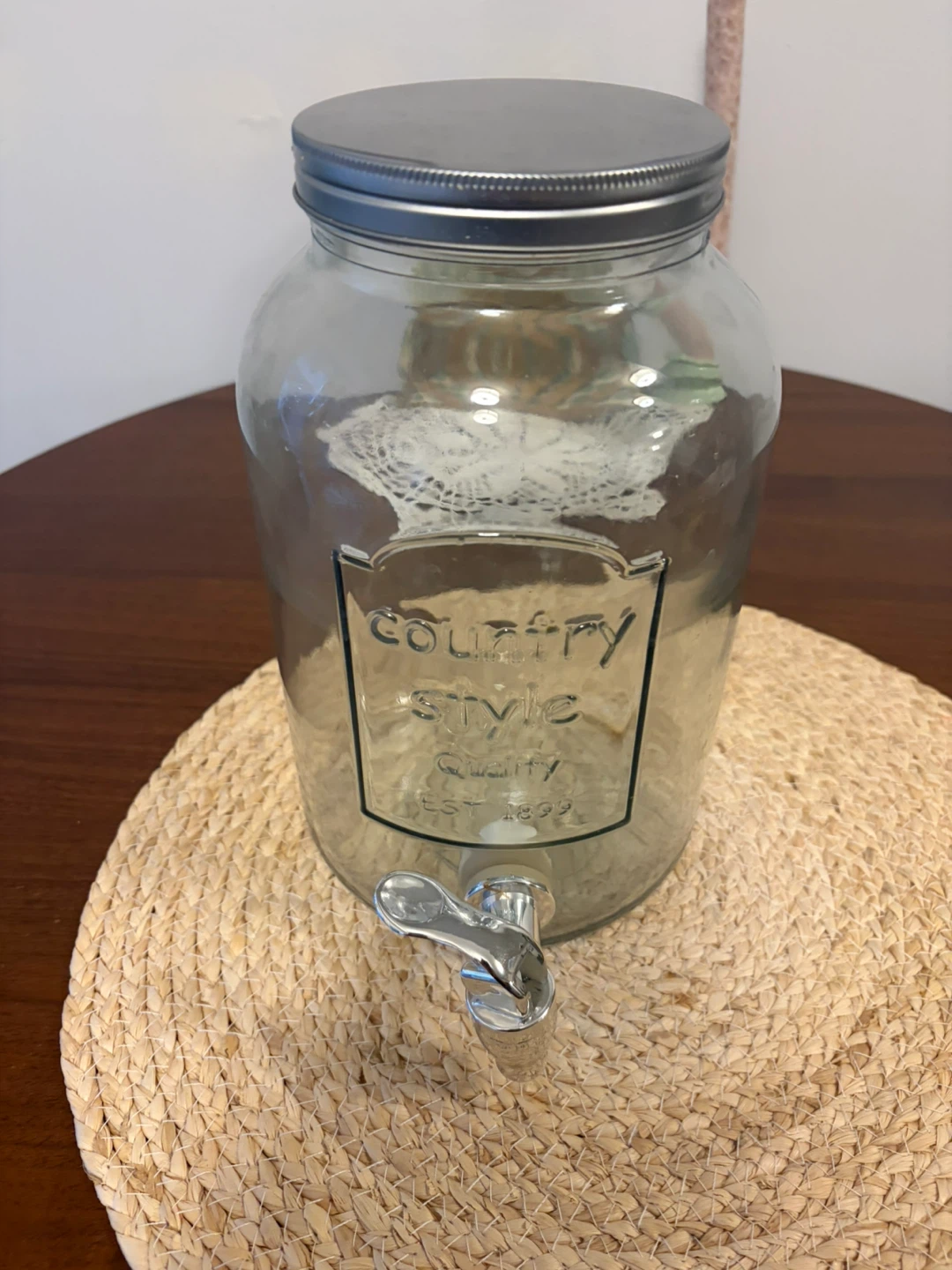 Country Style Glass Beverage Dispenser