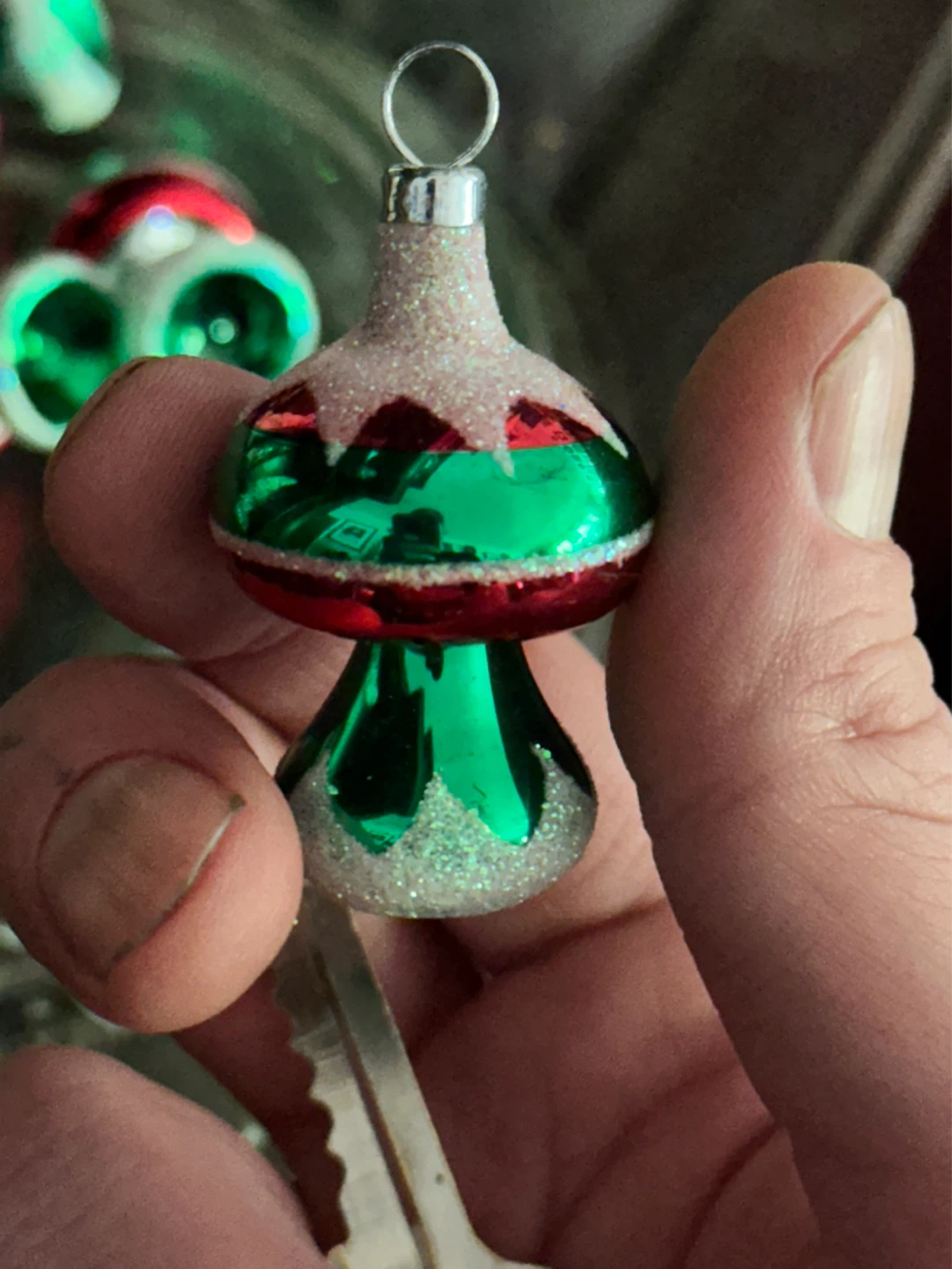 Set of 6 mercury glass mushroom ornaments - photo 2