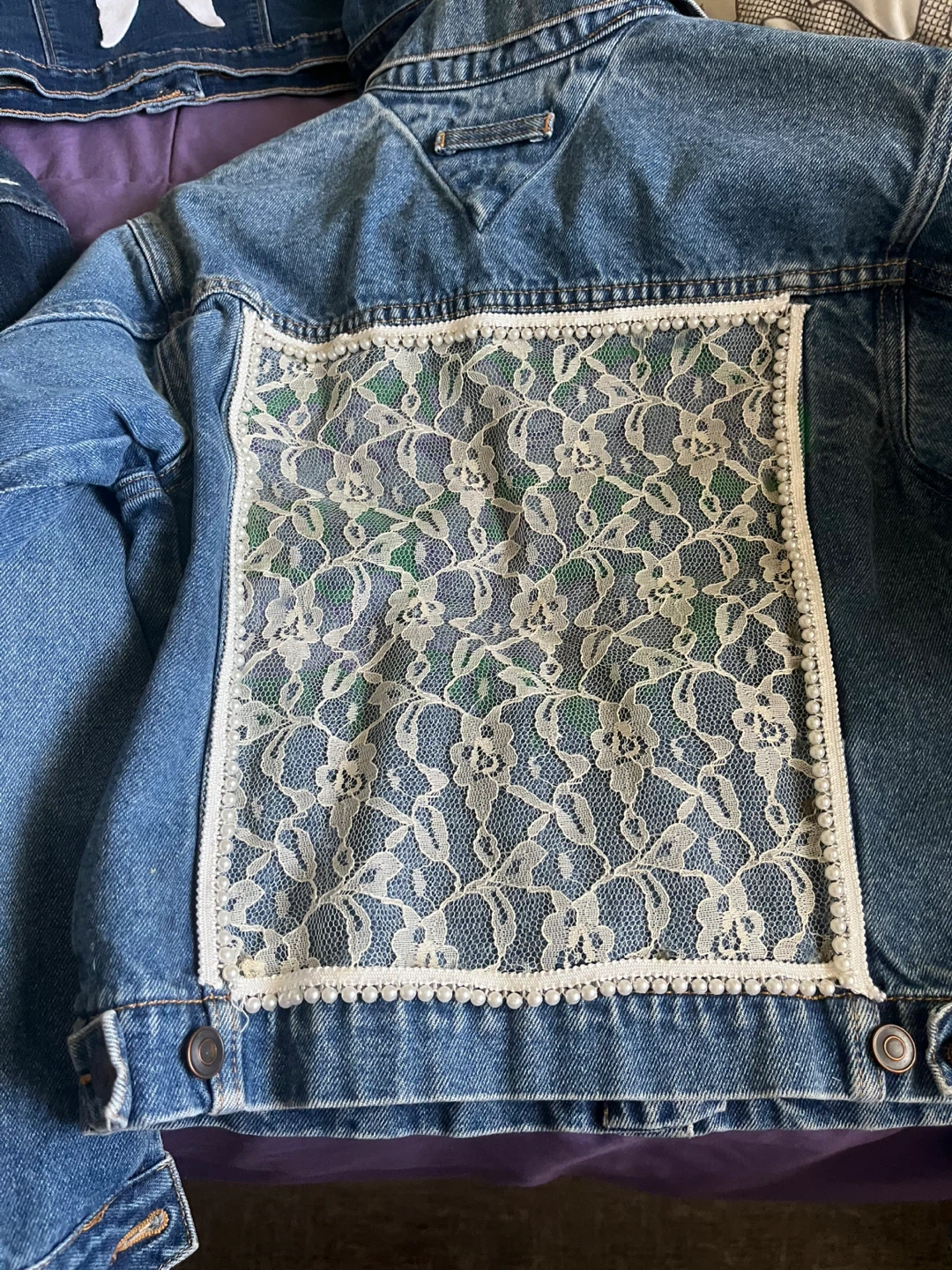 Customized Denim Jacket with Lace and Appliqué - photo 2
