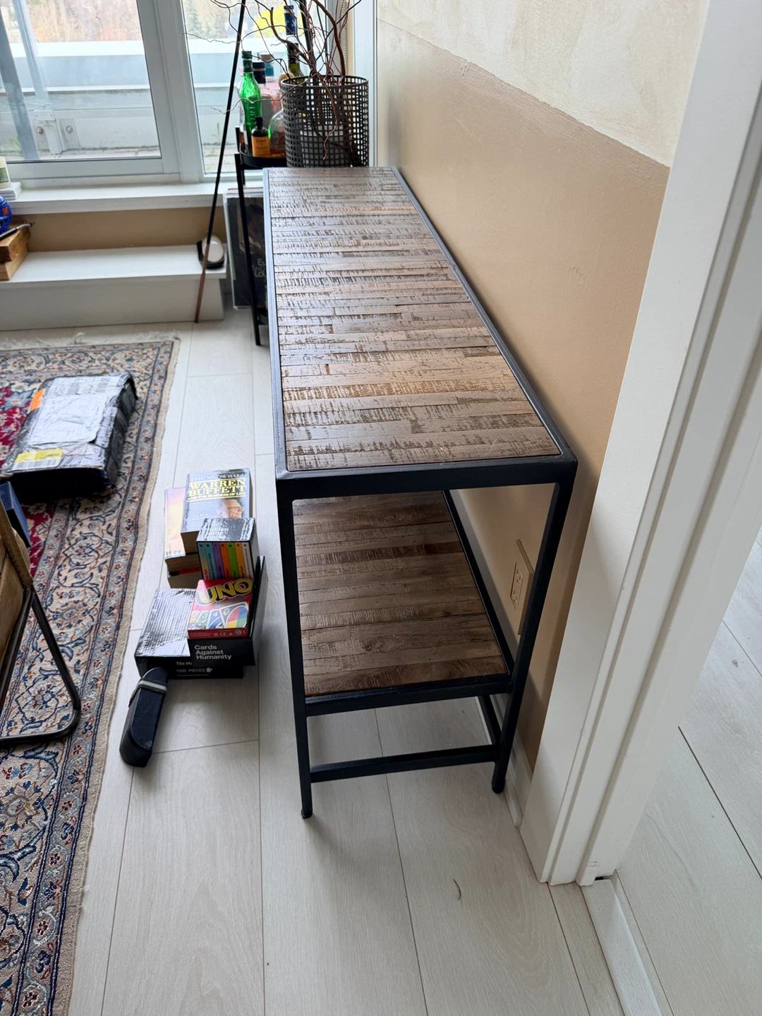 Wood and Metal Console Table with Shelves - photo 2