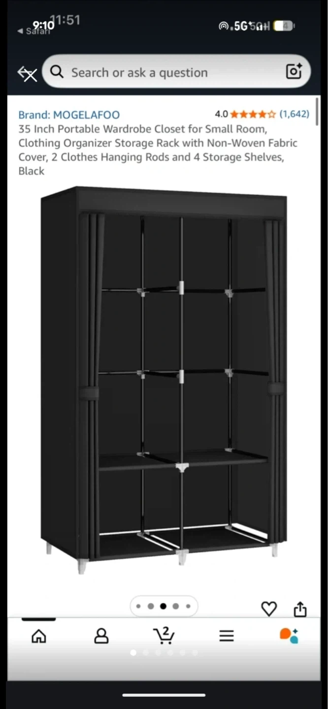 MOGELAFOO 35 Inch Portable Wardrobe Closet Organizer