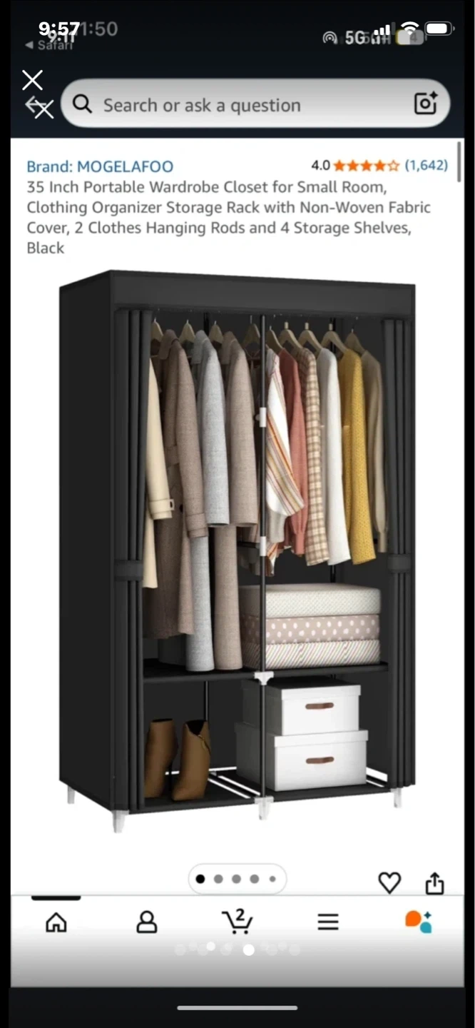 MOGELAFOO 35 Inch Portable Wardrobe Closet Organizer - photo 4