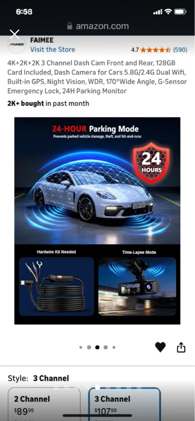 FAIMEE 4K+2K+2K 3 Channel Dash Cam with 128GB Card - photo 5