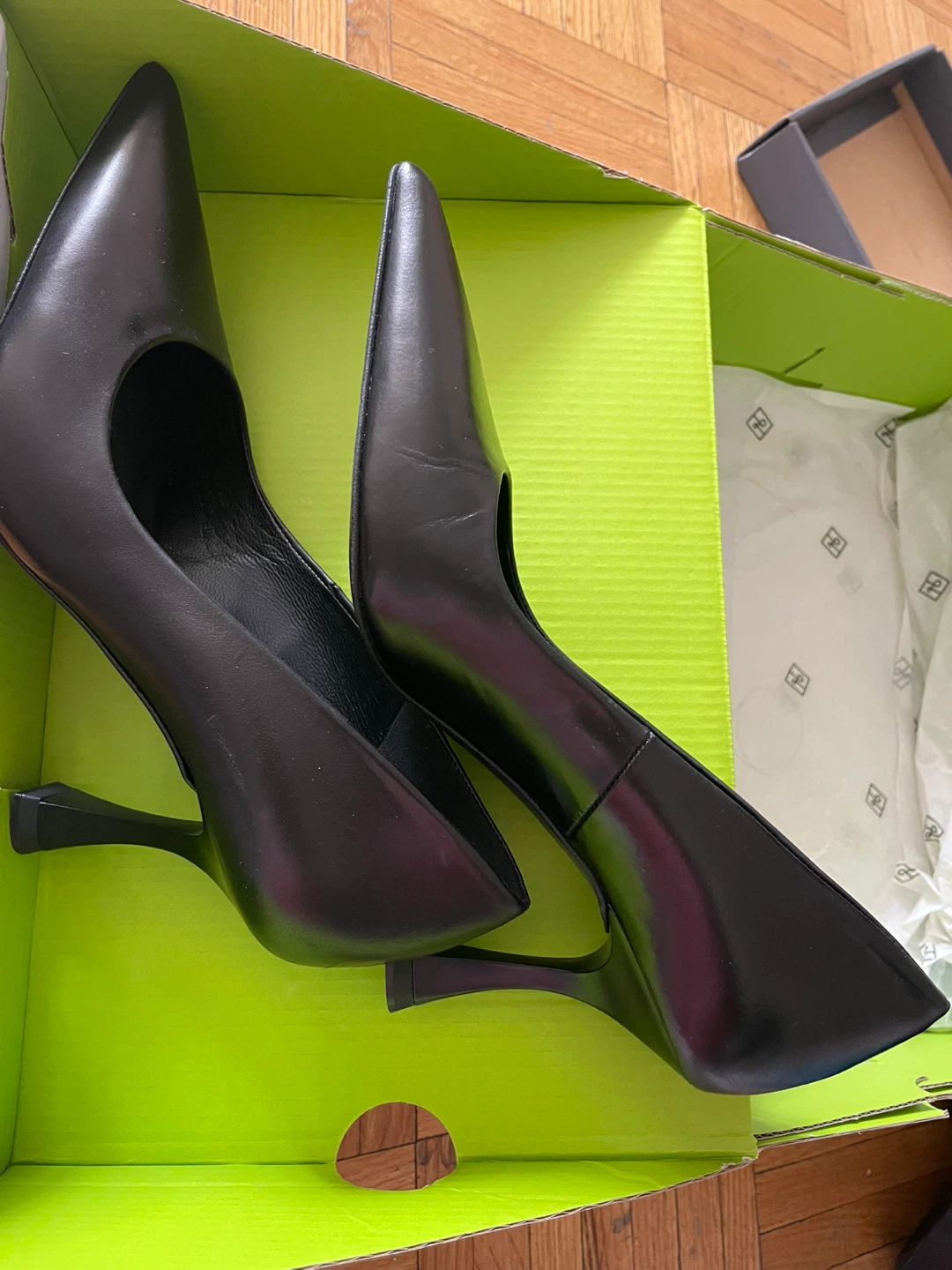 Massimo Dutti Black Leather Heels - Size 37