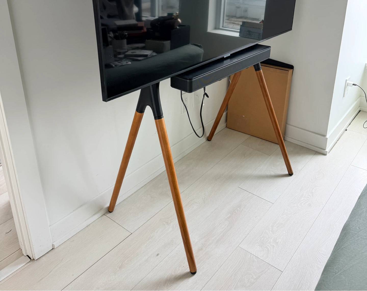 TV Stand with Wooden Legs (Fits 49"-70" Screens)