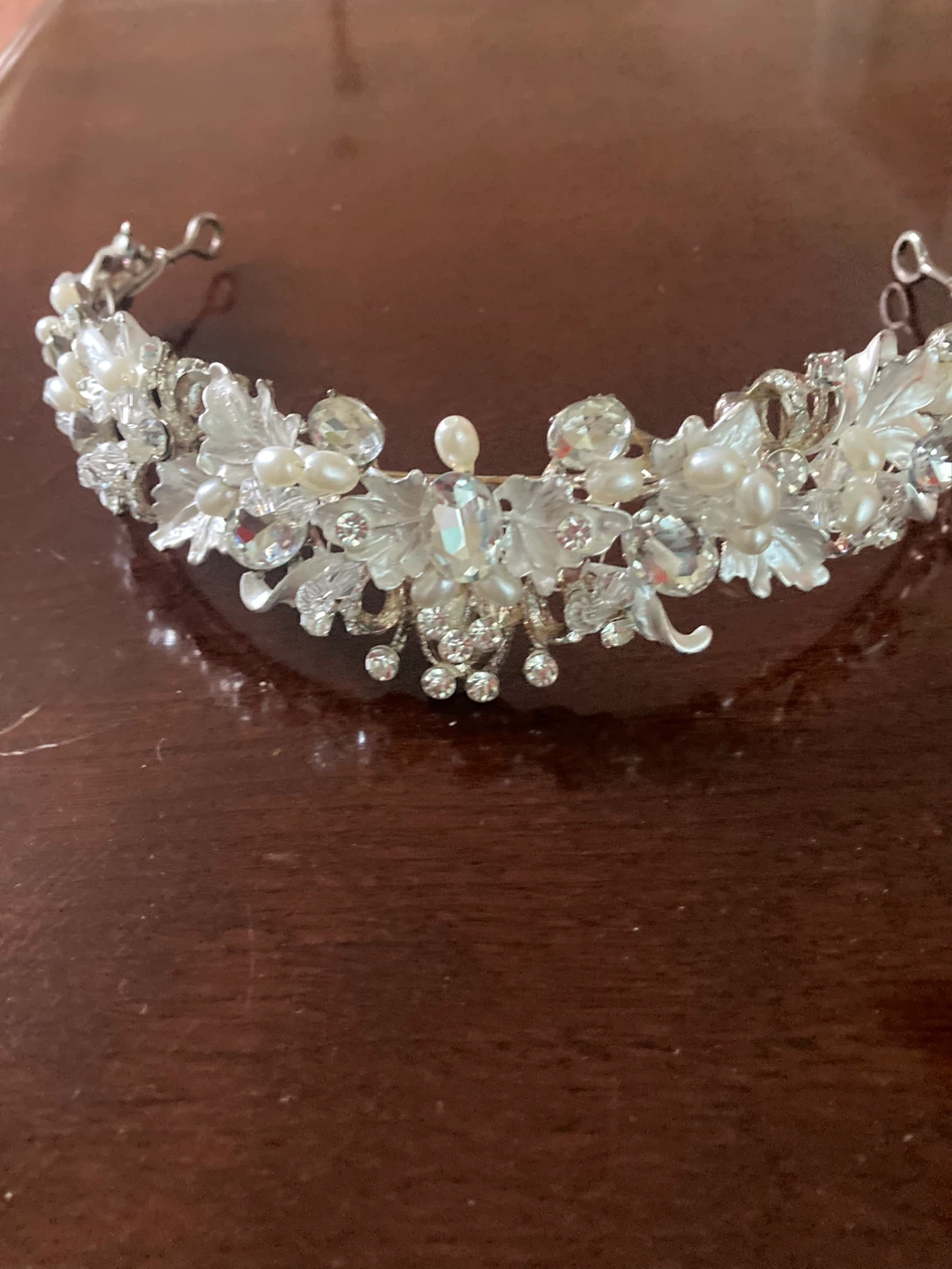 Rhinestone Pearl Bridal Tiara - photo 2
