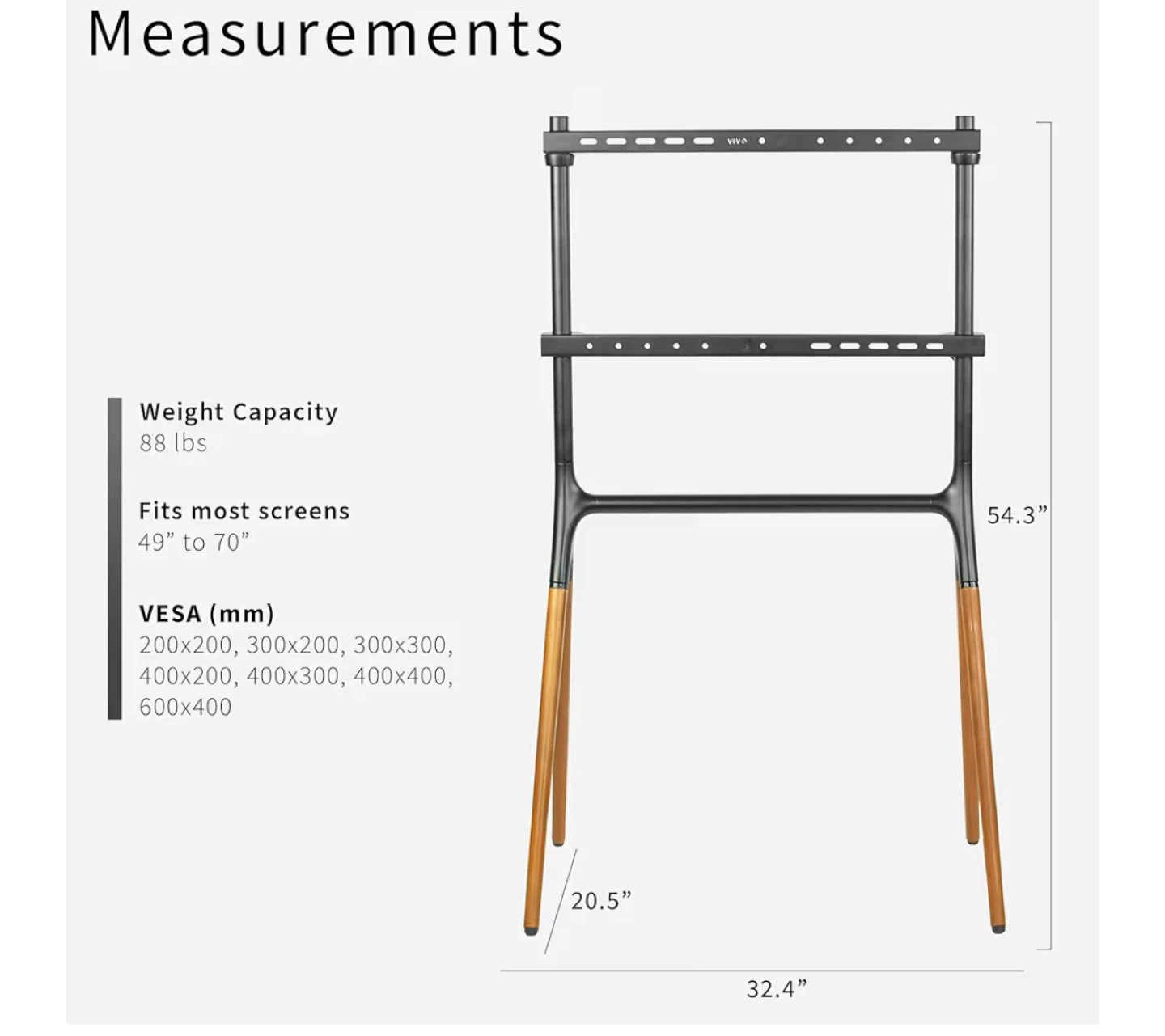 TV Stand with Wooden Legs (Fits 49"-70" Screens) - photo 2