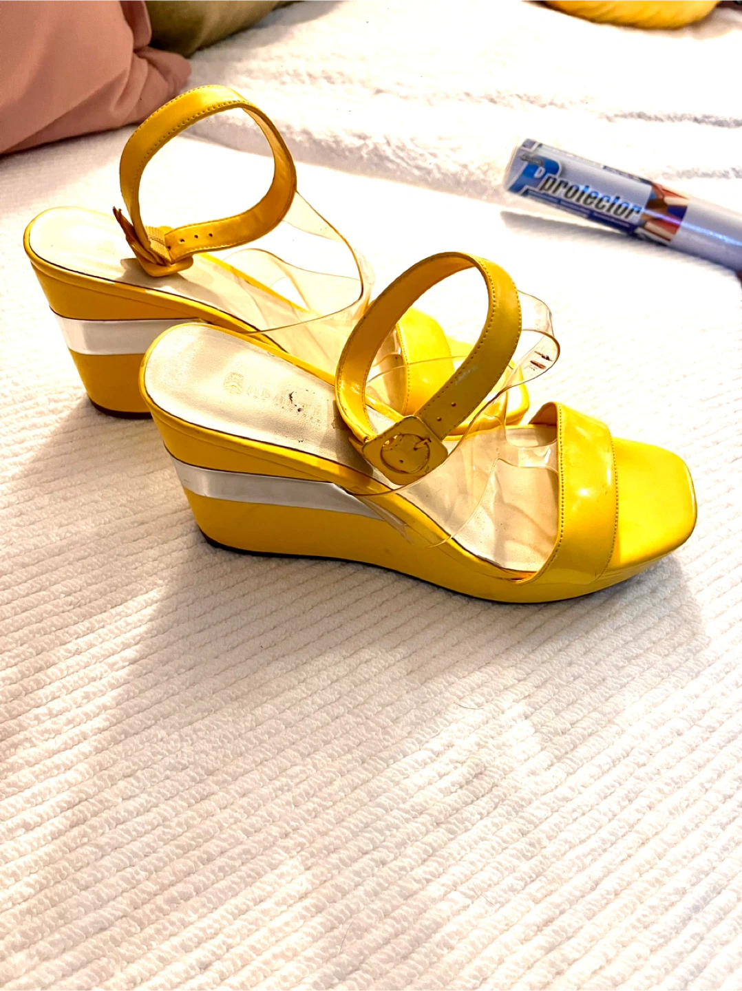 YellowSandals with Clear Ankle Straps size 7 - photo 2