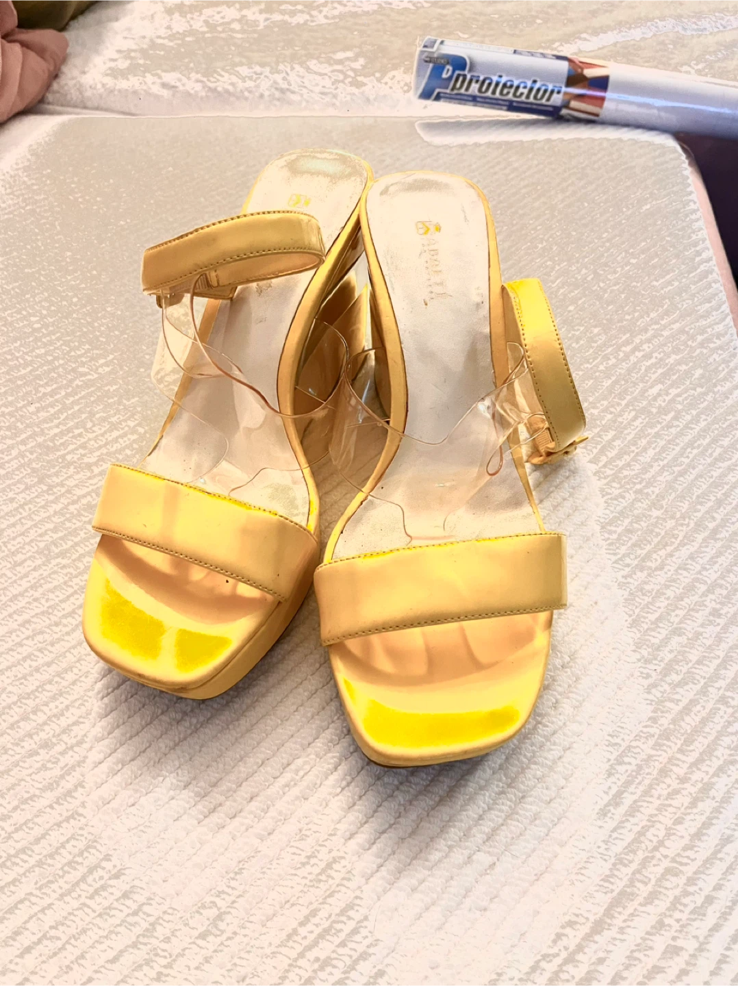 YellowSandals with Clear Ankle Straps size 7