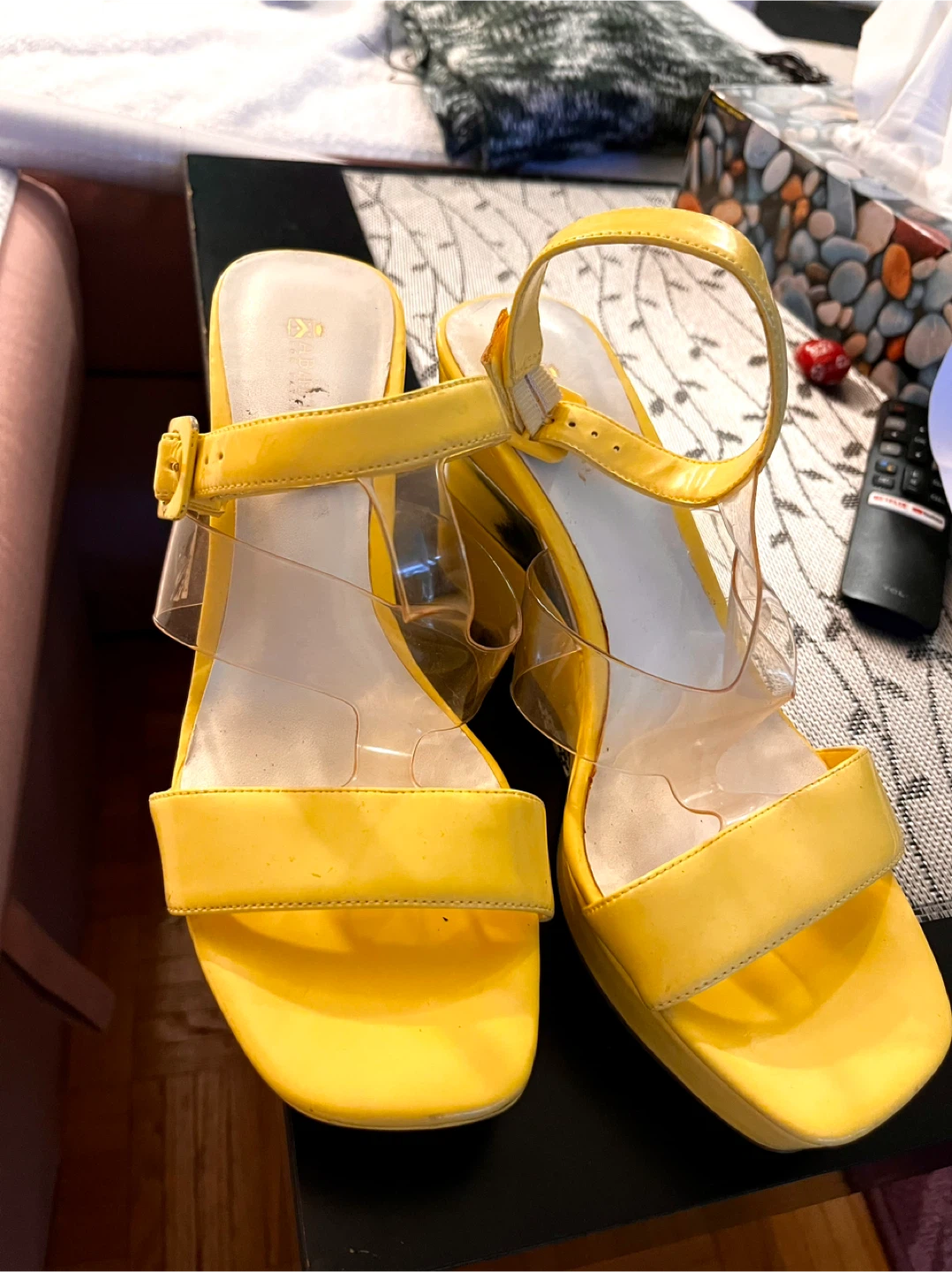 YellowSandals with Clear Ankle Straps size 7 - photo 3