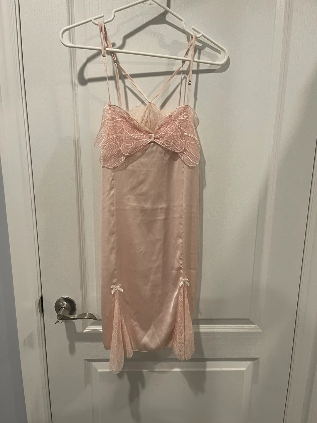 Pink Lace Trim Slip Dress