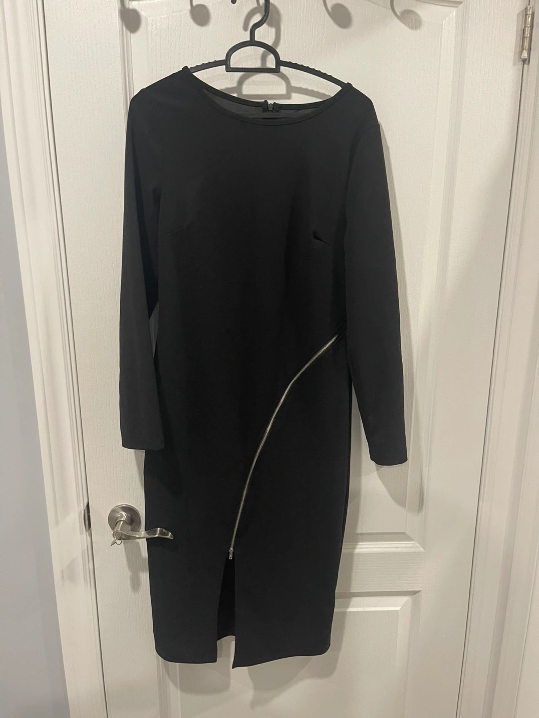 Black Dress with Silver Zipper Detail