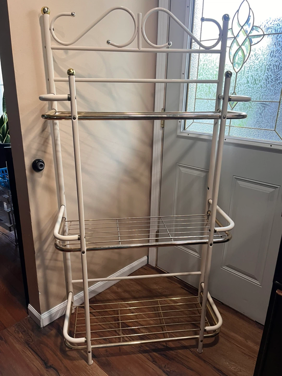 Cream and Gold Metal bakers rack 3 tier