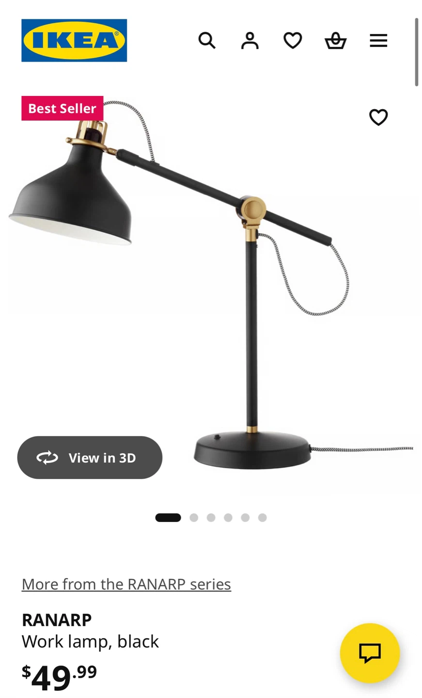 IKEA RANARP Work Lamp, Chrome - photo 3