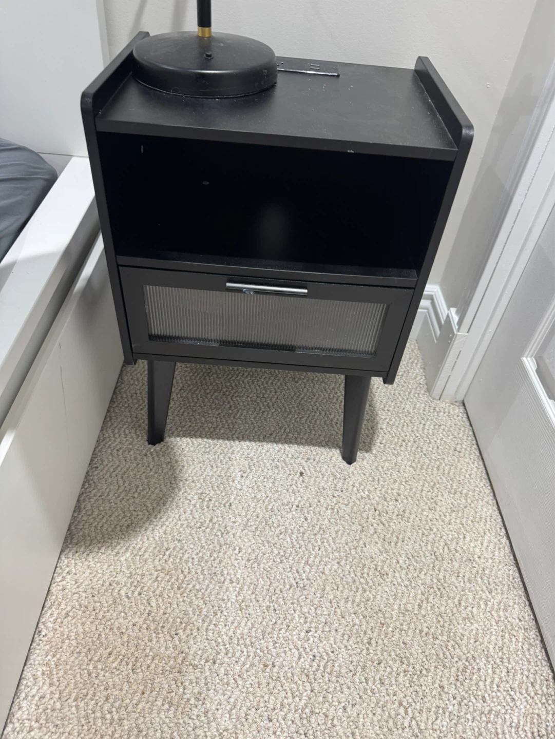 Black Bedside Table Nightstand with Drawer - photo 3