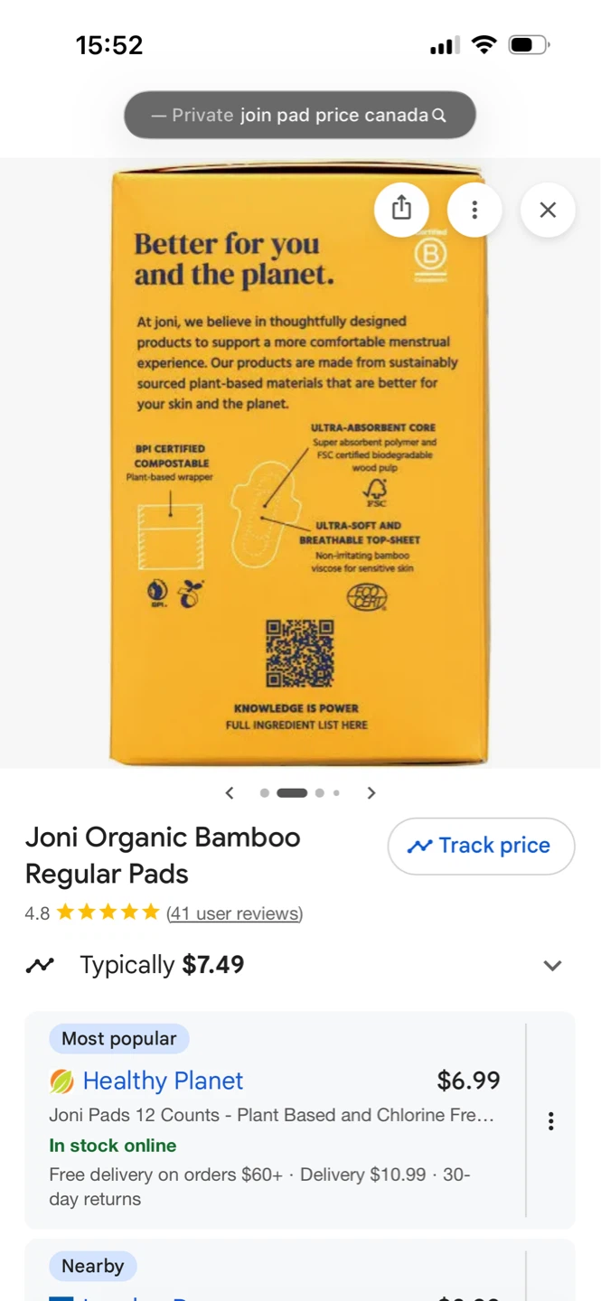 Tampax Pearl & Joni Organic Bamboo Pads Bundle - photo 5
