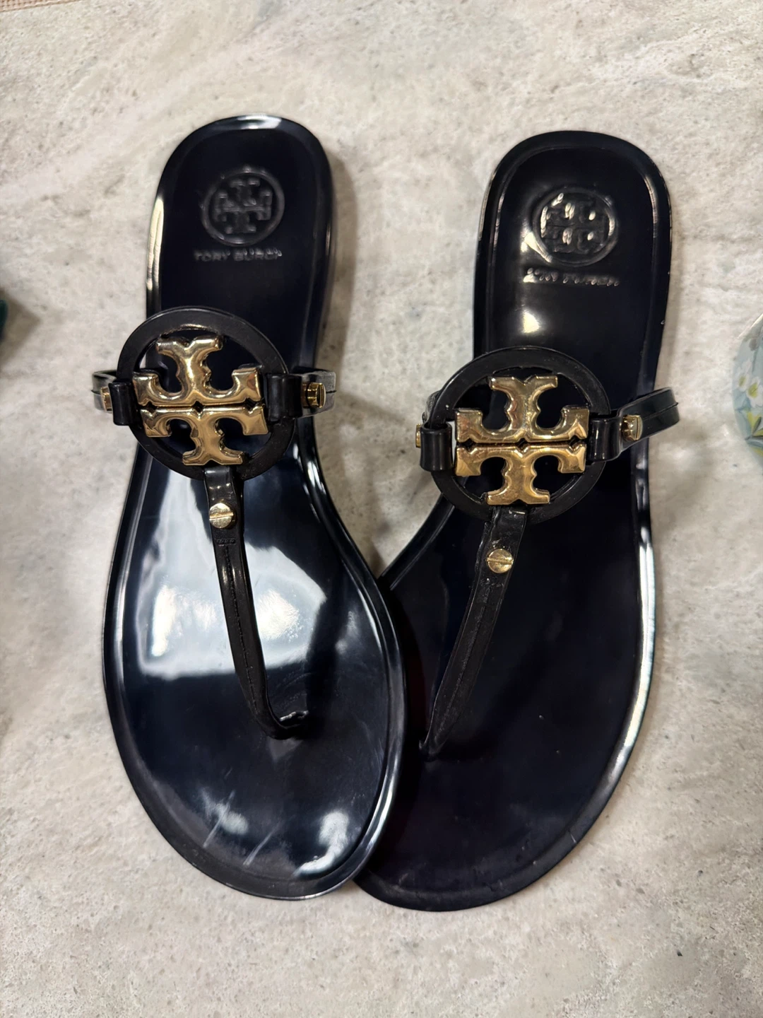 Tory Burch Black Jelly Flip Flops Sandals