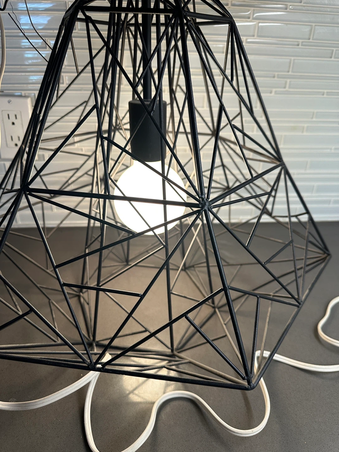 MODERN GEOMETRICAL STEEL WIRE CEILING LIGHT FIXTURE PENDANT LAMP - photo 2