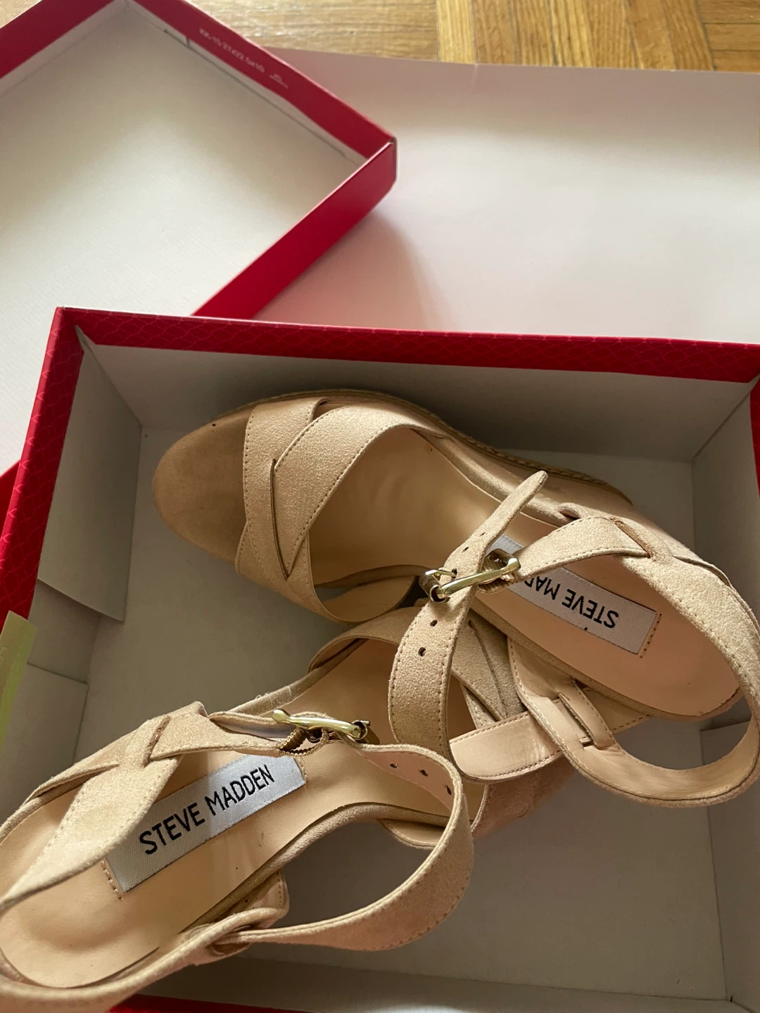 Steve Madden Beige Wedge Sandals