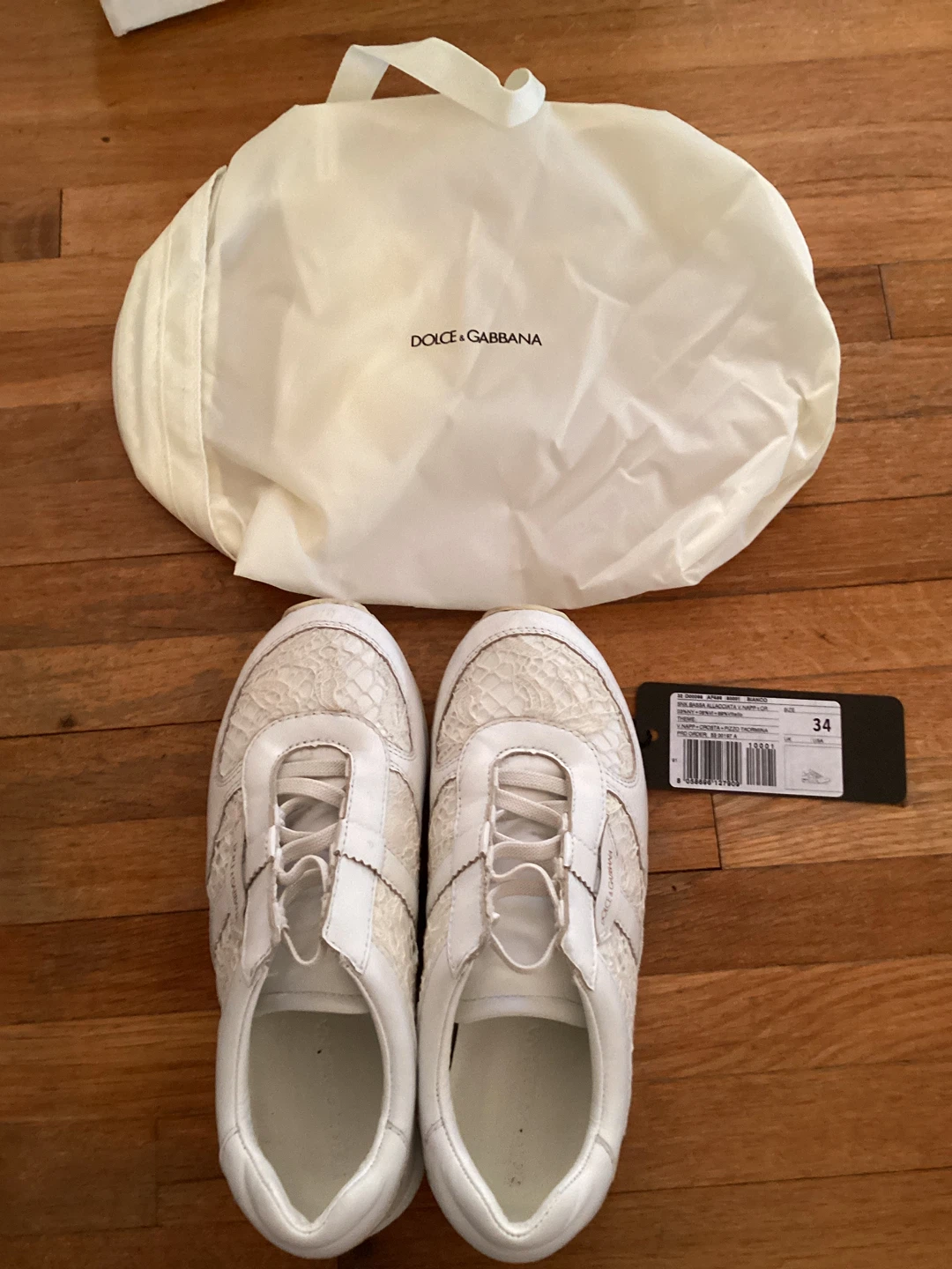 Dolce & Gabbana White Lace Sneakers - Size 34