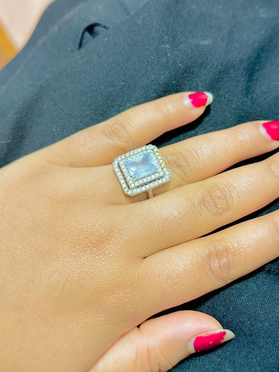 Sterling Silver Halo Ring with diamond Stone