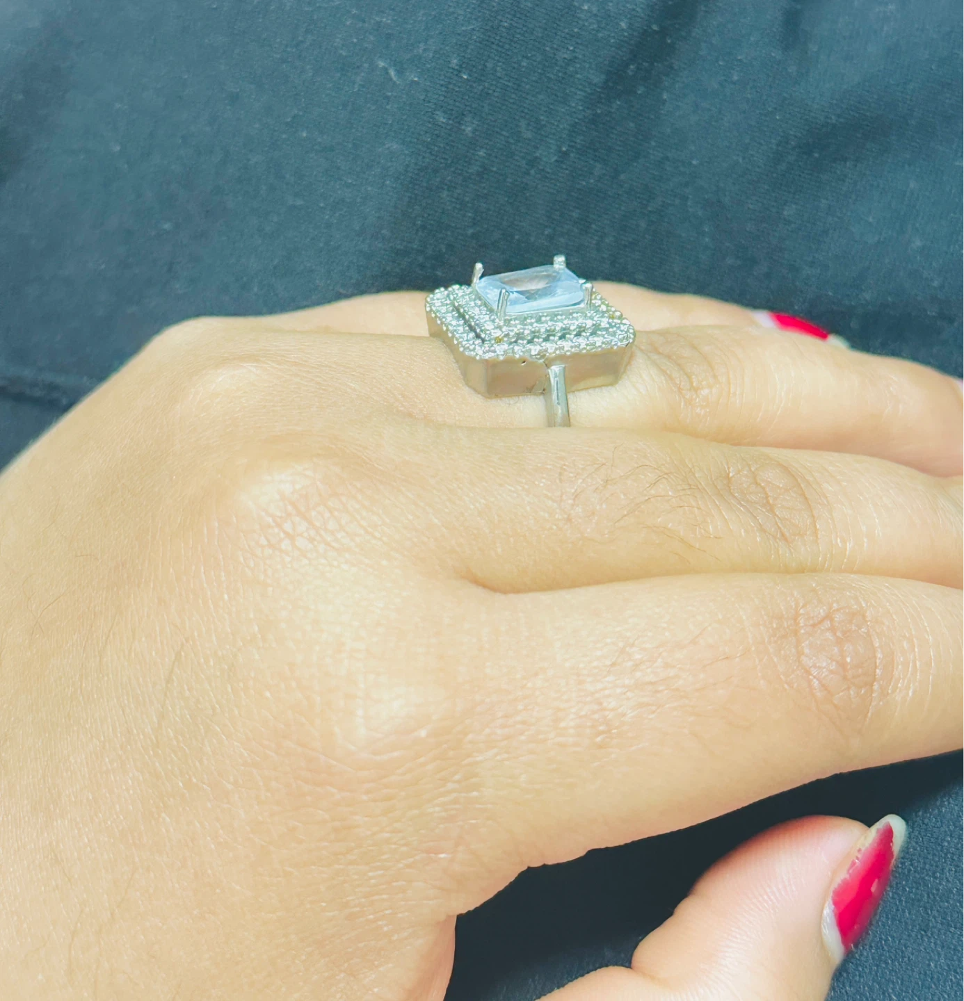 Sterling Silver Halo Ring with diamond Stone - photo 2