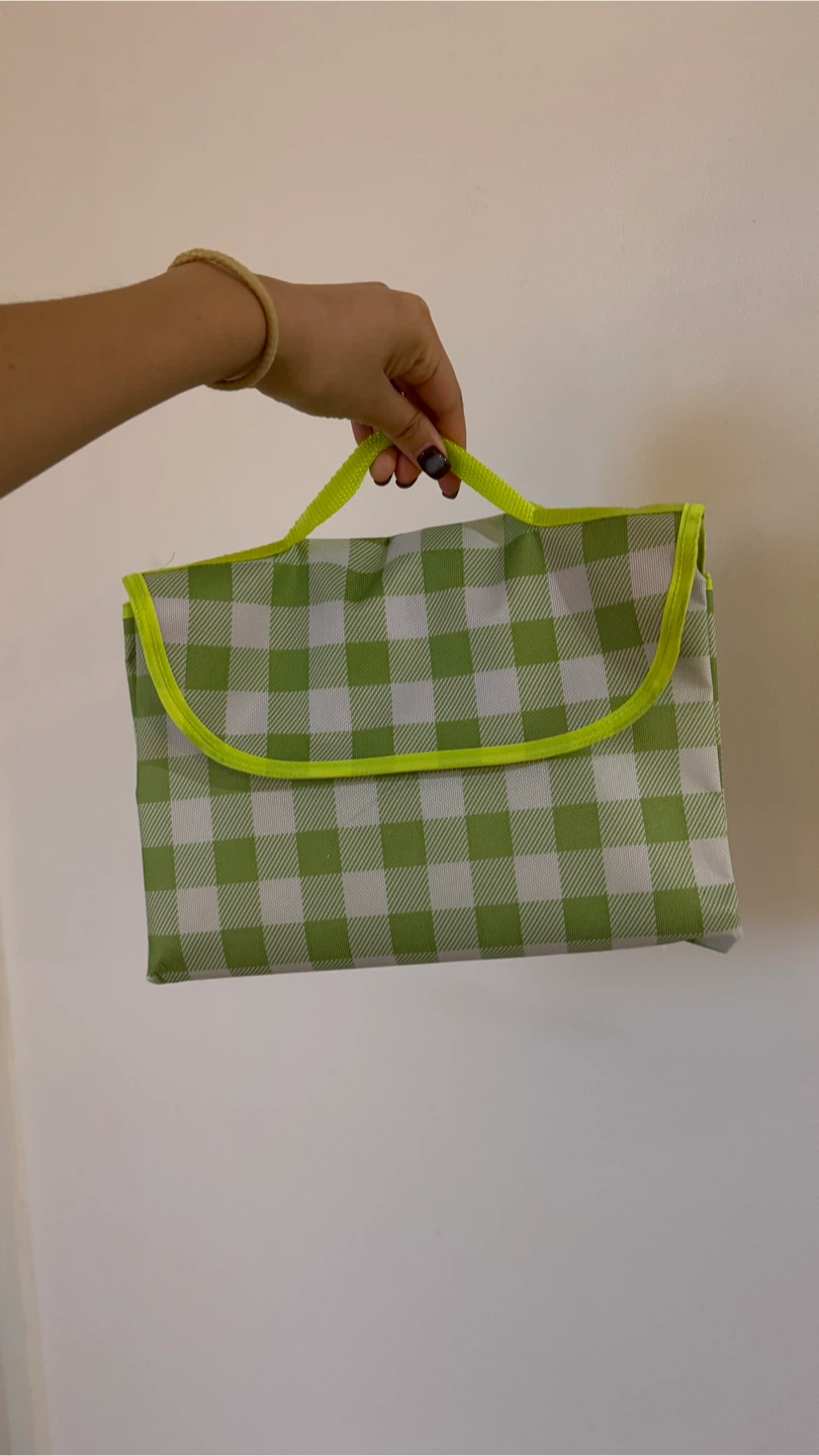 Green Gingham Picnic Blanket