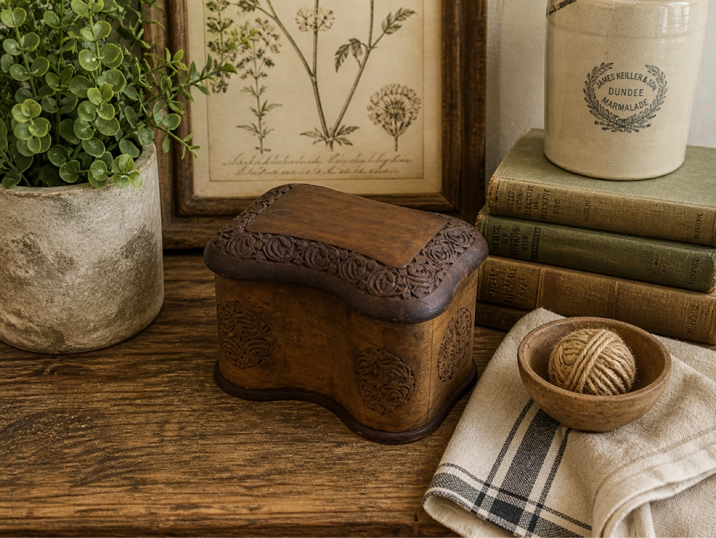 Vintage Wooden Keepsake Box/Rustic Cottagecore Decor - photo 4
