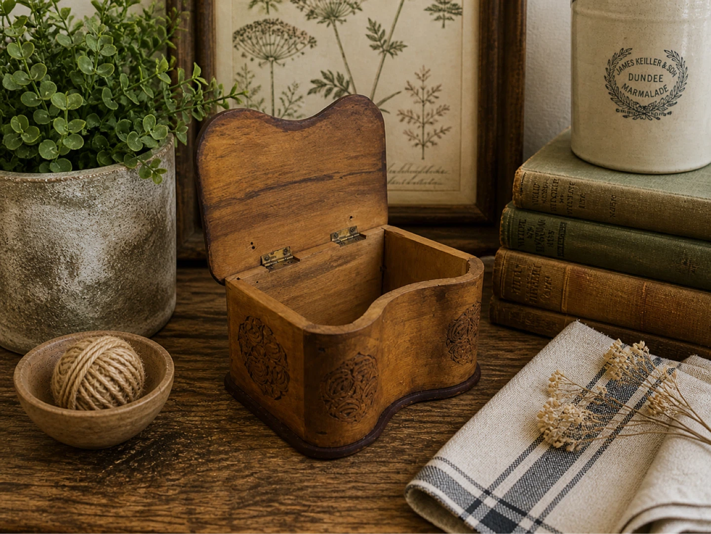 Vintage Wooden Keepsake Box/Rustic Cottagecore Decor - photo 3