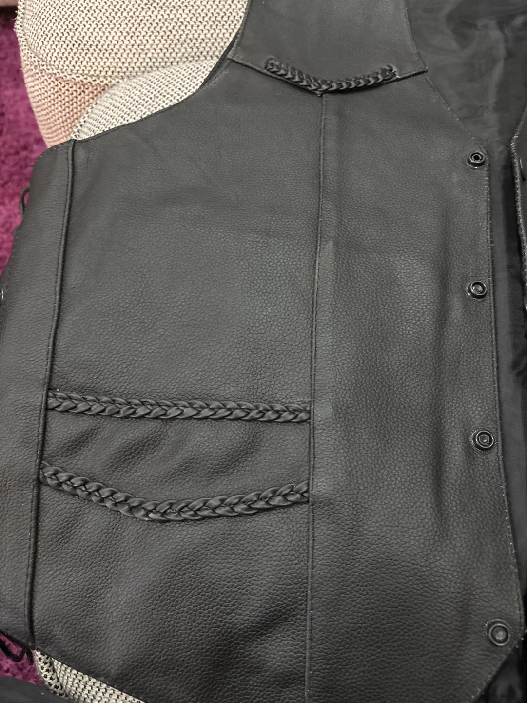 Genuine Leather Braided Biker Vest - photo 2