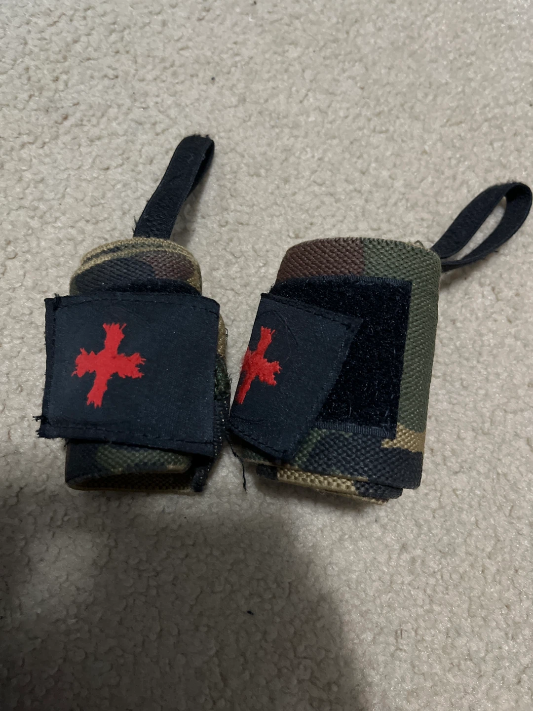Camouflage Wrist Wraps with Red Cross