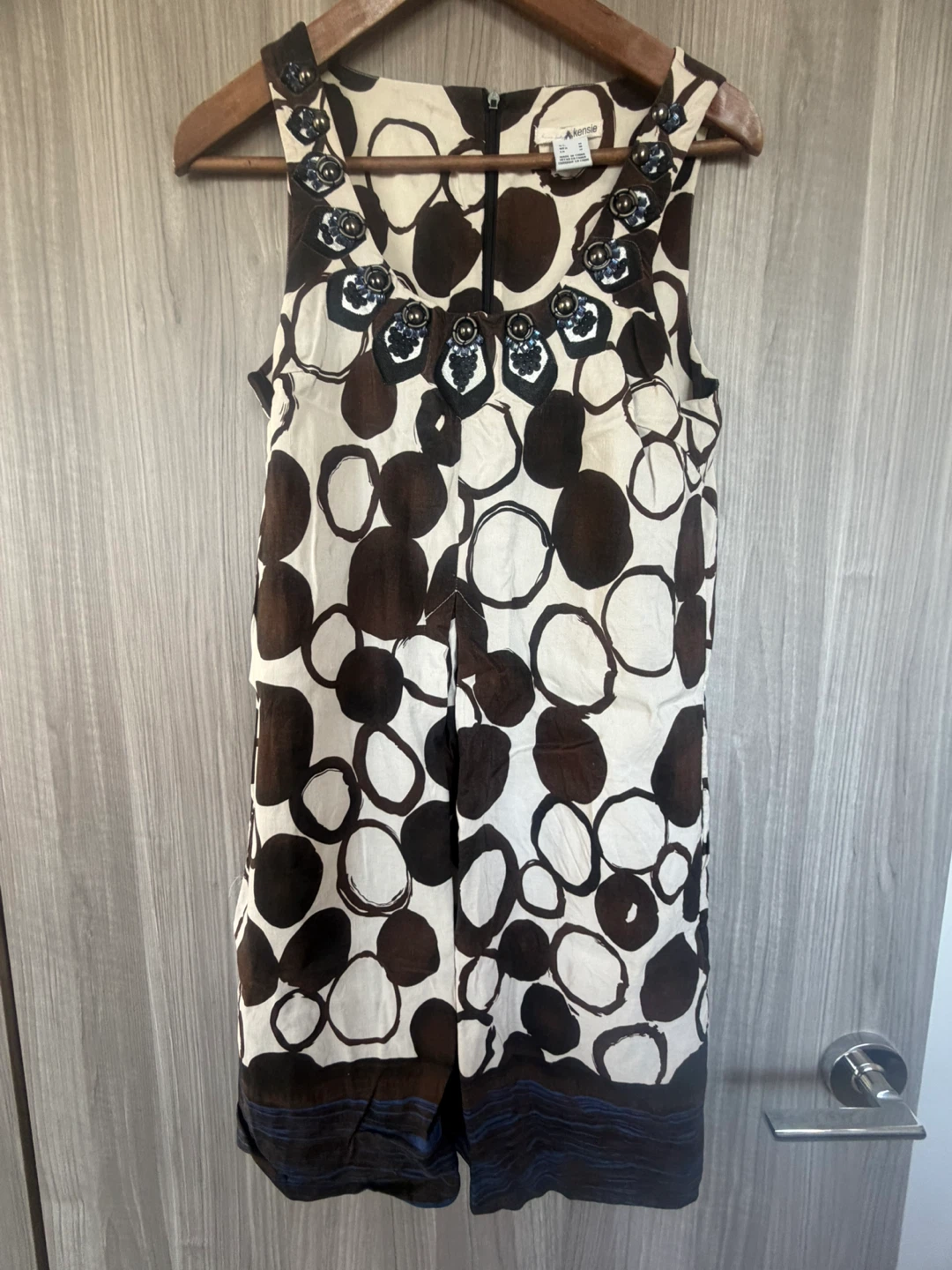 Kensie Women's Beaded Circle Print Sleeveless Dress Size 2