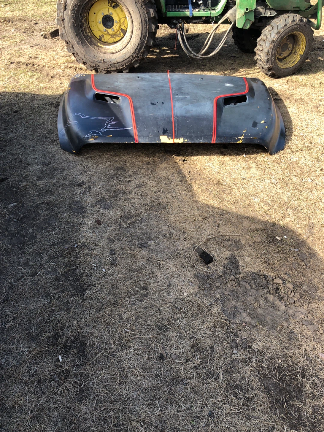 Custom Car Hood - Black with Red Stripes - photo 3