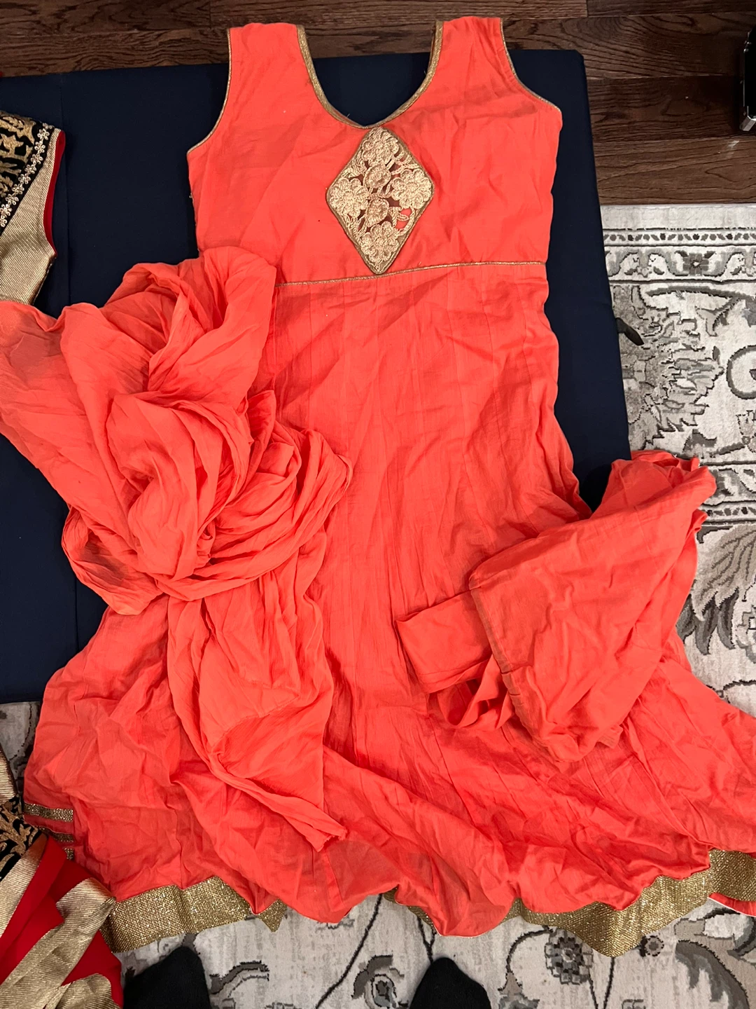 Coral Anarkali Suit with Dupatta free