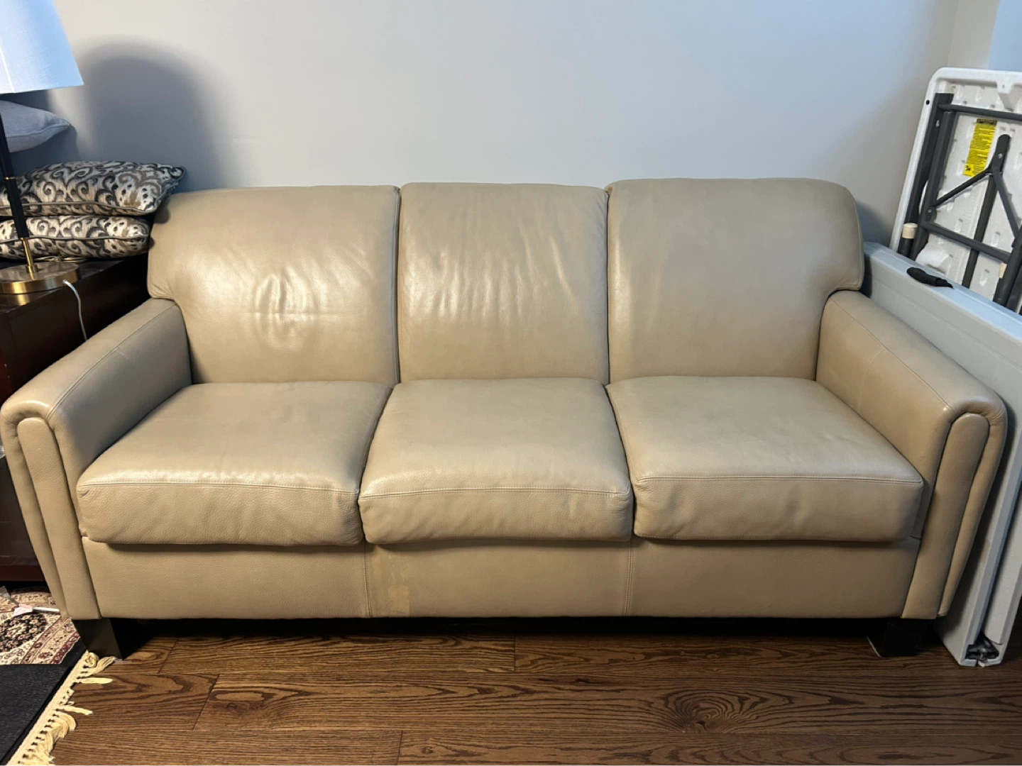 Beige Leather Sofa