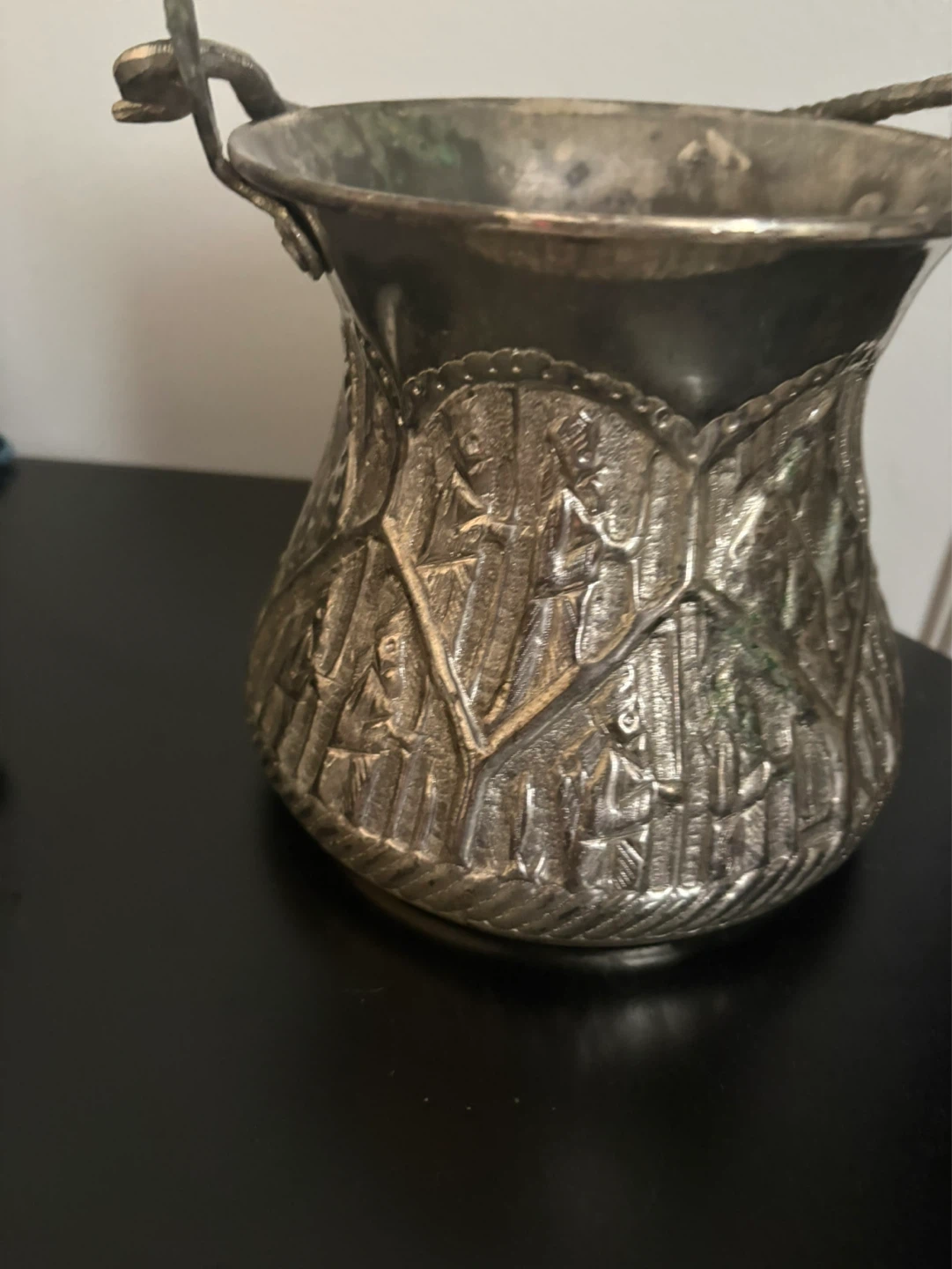 Vintage Decorative Metal Pot with Handle - photo 2